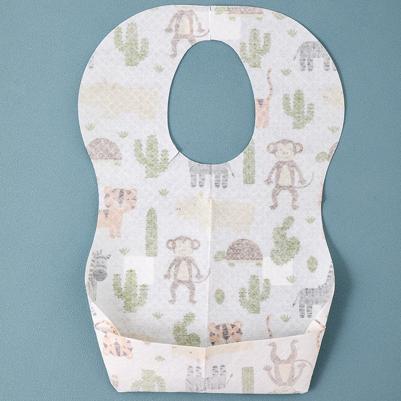 Disposable Animal-Print Baby Bib (0-6 Years, 120pcs MOQ)